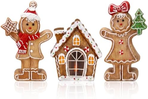 Suzile 3 Pcs Christmas Gingerbread Table Decorations Wooden Indoor Decor by Suzile