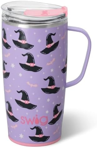 Swig Life 22oz Travel Mug, Halloween Insulated Tumbler with Handle and Lid, Travel Coffee Mug, Cup Holder Friendly, Stainless Steel 22 oz Tumbler, Reusable Insulated with Lid (Spellbound) by SwigLife