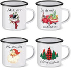 Christmas Enamel Mug Set of 4, 12 oz Christmas Coffee Mugs Hot Chocolate Mug Set Santa Claus Holiday Mugs Set Stocking Stuffer Gift for Kids Women Friends Coworkers Family(Classic Style) by NatNarr