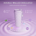YOME 17oz Elegant Purple Bow Ceramic Lined Insulated Coffee Mug with Infuser for Women Gift | One-handed Pop Open Lid | Stainless Steel |Keep Drinks Cold and Hot| 100% Leak Proof - Image 5