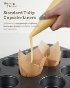 Bake Choice 200pcs Natural Tulip Cupcake Liners for Baking Muffin Liners - Image 4