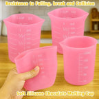 Palksky Silicone Cups for Melting Chocolate, 4PCS Pink Silicone Measuring Cups with 1 Cup & 1.5 Cup Capacity, Reusable Baking Supplies for DIY Chocolate Molds, Melting Chocolate - Image 6