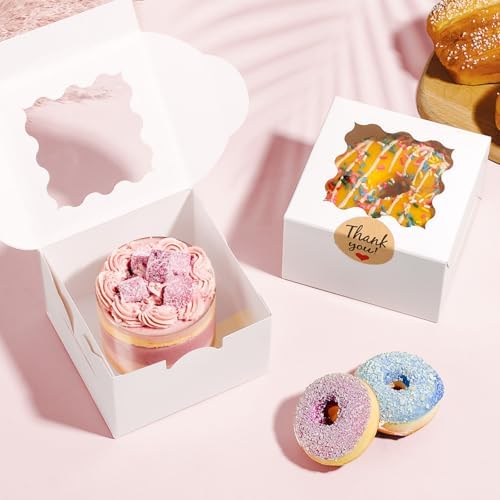 26pcs White Cookie Boxes with Window, 4x4x2.5 Inch, 36pcs Stickers - Image 5