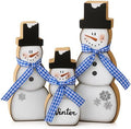 Suzile 3 Pcs Christmas Snowman Decoration Rustic Wooden Winter Indoor Decor by Suzile