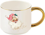 Sweet Water Decor Santa Coffee Mug, 14oz China Christmas Mug with Gold Handle, Large Holiday Winter Cup for Coffee, Tea & Hot Chocolate, Stocking Stuffer Gifts for Women by SweetWaterDecor