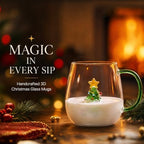Set of 4 Christmas Wine Glasses 3D 13.5oz XMAS Drinking Glass Cup W/Handle - Image 3