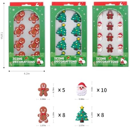 Edible Christmas Cookie Decorations, Edible Gingerbread Men, Christmas Tree, Santa Claus Icing Decorations, Gingerbread House Decorations, Perfect for Cupcakes, Cake, Cookies, and Ice Cream Topping - Image 7
