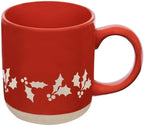 Sweet Water Decor Red Holly Coffee Mug, 14oz Stoneware Christmas Cup by SweetWaterDecor