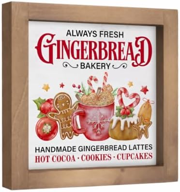 Gingerbread Bakery Sign, Wooden Christmas Coffee Table, Wall Decor by pechpell