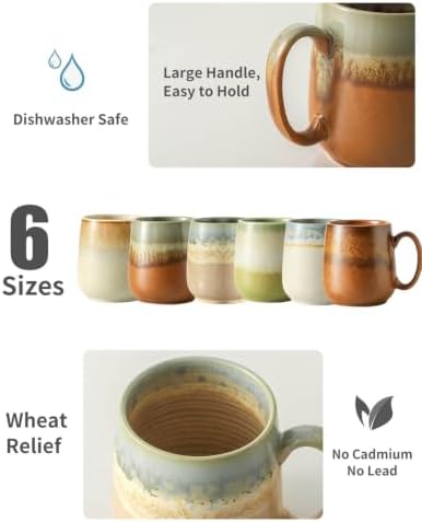 HASENSE Coffee Mugs Set of 6, Ceramic 16 oz Large Reactive Glaze Mugs - Image 2