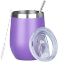 MEZMUT 12oz Insulated Wine Tumbler with Lid Wine Glass Cup(Purple,1) by MEZMUT