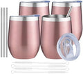 MEZMUT 120oz Insulated Wine Tumbler with Lid Wine Glass(Rose Gold,4 Pack) by MEZMUT