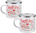 2 Pack Christmas Enamel Mugs, 12 oz North Pole Christmas Mugs Hot Chocolate Mug Set Santa Claus Enamel Mug, Stocking Stuffer Gift for Women Friends Coworkers Family by NatNarr