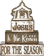 Moucuny 4 Pcs Christmas Jesus Religious Table Decor Christian Wooden Signs by Moucuny