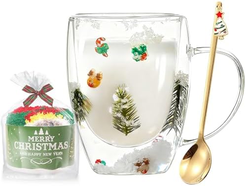 Christmas Gifts For Women Mom Friends Kids Grandma Men Cute Coffee Mugs with Christmas Socks Glass Espresso Tea Cups Kawaii Christmas Stocking Stuffers Decorations Presents Funny White Elephant Gifts by WELOCMETOBINOSTER