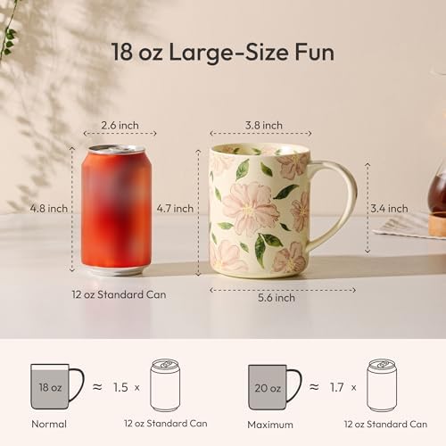 18 oz Large Ceramic Coffee Mug, Porcelain Tea Cup with Big Handle - Image 3