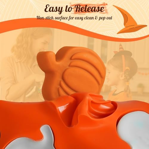 HKNMTT Pumpkin Silicone Molds 2 Pack 6 Cavity Halloween Mold Set for Fall Chocolate Candy Soap Wax Melts Jello Cake Pop Apple Cider Baking Tray Thanksgiving 3D Food Grade Spooky Treats - Image 6