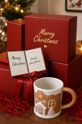 Christmas Mugs - Holiday Card & Gift Box Included - Candy Cookie House Design - Funny & Cute Christmas Coffee Mug - Perfect for Mom Kids Dad Gifts 17 Oz - Image 3