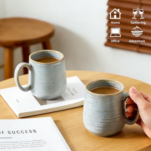 HASENSE Coffee Cups Ceramic, 15 Oz Reactive Glaze Coffee Mugs Set of 4 - Image 2