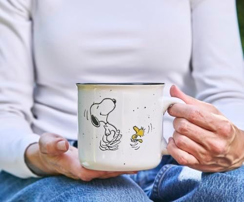 Silver Buffalo Peanuts Snoopy Wax Resist, Ceramic Camper Mug, 20oz - Image 5