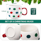 Jinei 6 Pcs Christmas Mug Set Christmas Ball Coffee Mug, White,Red, Classic - Image 2