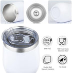 MEZMUT 12oz Insulated Wine Tumbler Glass Bulk with Lid(White,6 Pack) - Image 4