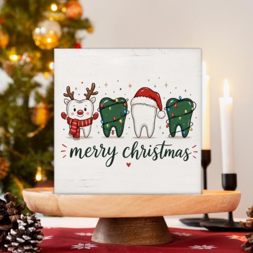 Dental Christmas Decor, Cute Christmas Teeth Wooden Sign Decorations - Image 3