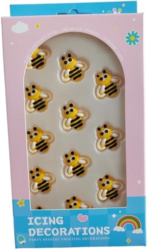 12 Pieces Bees Cakes Decorations Edible Bee Shaped Hard Sugar Icing Decorations Cupcake Toppers for Baking Cookie Ice Cream Candy Decoration Spring Birthday Party - Image 2