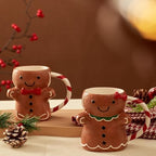 Bico 3D Gingerbread Man Mugs Set of 2, 9 oz Hand Painted Stoneware - Image 4