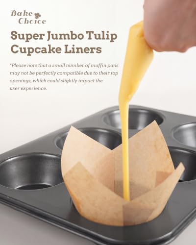Bake Choice 100pcs Natural Super Jumbo Tulip Cupcake Liners for Baking - Image 2