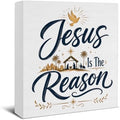 Christian Christmas Decor, Jesus is the Reason Christmas Wooden Sign by EUDOSI