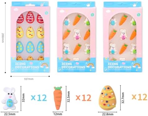 Edible Easter Cake Decorations for Cake Decorating, Carrot Cake Decorations, Bunny Cupcake Toppers for Easter Theme Cake, Macarons, Cookies, Waffles, Cakecircles - Image 6