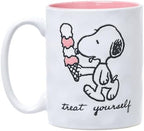Silver Buffalo Peanuts Snoopy Beach, Wax Resist Ceramic Pottery Mug, 17oz - Image 2