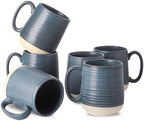 HASENSE Porcelain Coffee Mugs Set of 6, 15 Ounce Large Ceramic Coffee Cups Set with Handle for Latte, Tea, Cocoa and Hot Chocolate, Dark Blue Coffee Mugs for Men and Women, Microwave Safe by Hasense