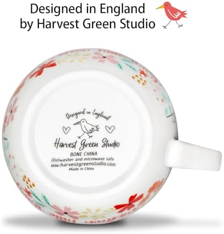20 oz Floral Best Friend Coffee Mug, Premium Bone China Tea Cup with Meaningful Friendship Quote, Cute Soul Sister Gift for Women, Designed in England by Harvest Green Studio - Image 5
