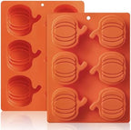 HKNMTT Pumpkin Silicone Molds 2 Pack 6 Cavity Halloween Mold Set for Fall Chocolate Candy Soap Wax Melts Jello Cake Pop Apple Cider Baking Tray Thanksgiving 3D Food Grade Spooky Treats by HKNMTT