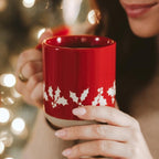 Sweet Water Decor Red Holly Coffee Mug, 14oz Stoneware Christmas Cup - Image 3