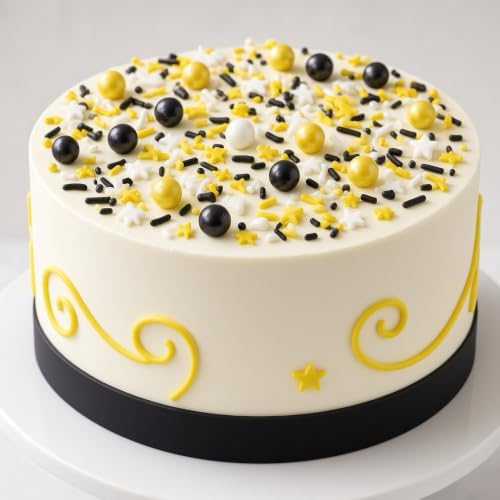 Yellow & Black & White Sprinkles Mix Size Pearls Bumble Bee Themed Cake Decorations Cupcake Toppers Perfect for Wedding Valentine Supplies 4.58OZ - Image 4
