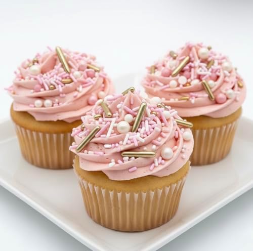 Manvscakes Sprinkles- Edible Cake and Cupcake Sprinkles with Assorted Shapes and Sizes for Parties, Metallic Sprinkle Mix for Cookies, Ice Cream, Cake and Cupcake Decorating, 4 oz (Pink Princess) - Image 4