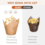 200pcs Natural Tulip Cupcake Liners, Premium Muffin Liners Holders for Baking Cups, Greaseproof Cupcake Wrappers in Standard Size, Classic Parchment Paper Cupcakes Liner by JIRNGLA - Image 7