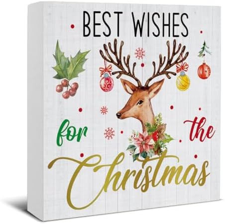 Christmas Sign Decor, Elk Christmas Decorations by Oqtumes