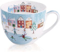 Christmas Skating Mug - 20 oz Bone China Winter Coffee Mugs with Snowy Village, Perfect Holiday and Birthday Gifts for Friends and Family - Designed in England by Harvest Green Studio by MFoffice