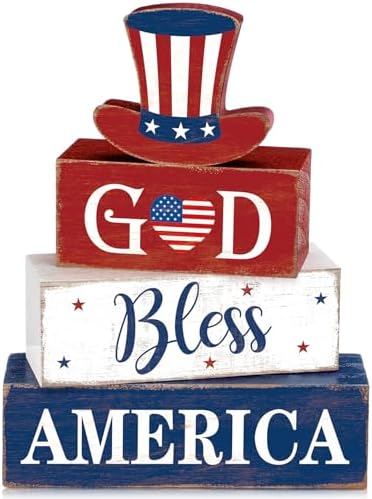Moucuny 4 Pcs Patriotic 4th of July Centerpieces 250th Anniversary by Moucuny