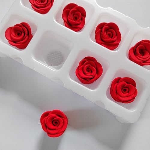Valentines Sprinkles, 8 Pieces Rose Cakes Decorations, Edible Rose Shaped Hard Sugar Icing Decorations Cake Cupcake Toppers for Baking Cookie Ice Cream Candy Decoration Wedding Party - Image 3