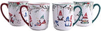 Bico Christmas Gnome Ceramic Mug Set of 4, Christmas Coffee Mugs, 16oz Holiday Cups for Tea, Cocoa, or Hot Drinks, Microwave & Dishwasher Safe by Bico