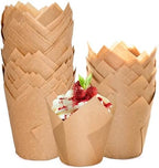 200pcs Natural Tulip Cupcake Liners, Premium Muffin Liners Holders for Baking Cups, Greaseproof Cupcake Wrappers in Standard Size, Classic Parchment Paper Cupcakes Liner by JIRNGLA by JIRNGLA