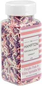 Pink, Purple & White Sprinkles Jimmies 3.17 oz, Sprinkles For Cake Decorating, Cake Sprinkles, Sprinkles For Baking, Ice Cream & More, The Hampton Candy Company by TheHamptonPopcornCandyCompany