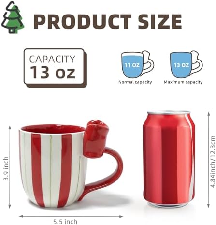 Christmas Mugs Ceramic Cute Bow Shape Coffee Mug with Handle Unique Holiday Hot Cocoa Cup Perfect for Tea & Coffee Lovers, Gifts for Family or Children, Dishwasher Safe(13 OZ) - Image 2