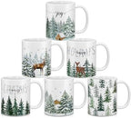 Didaey 6 Pcs Christmas Tree Mugs Winter Reindeer and Pine Tree Ceramic Cup by Didaey