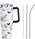 Halloween Tumbler with Lid and Straw 40oz,Cute Spooky Ghost Reading Vacuum Insulated Leak Proof Tumbler,Goth Bookish Reader Gift Women Girls,Book Lover Accessories Stainless Steel Coffee Cup by Unknown